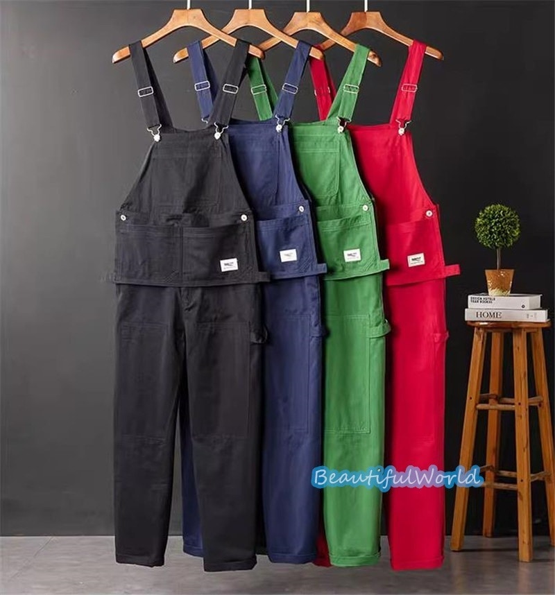 サロペット メンズ オーバーオール無地 つなぎ オールインワン サスペンダー ストリートアメカジ 作業服 春秋 お洒落24bdk23