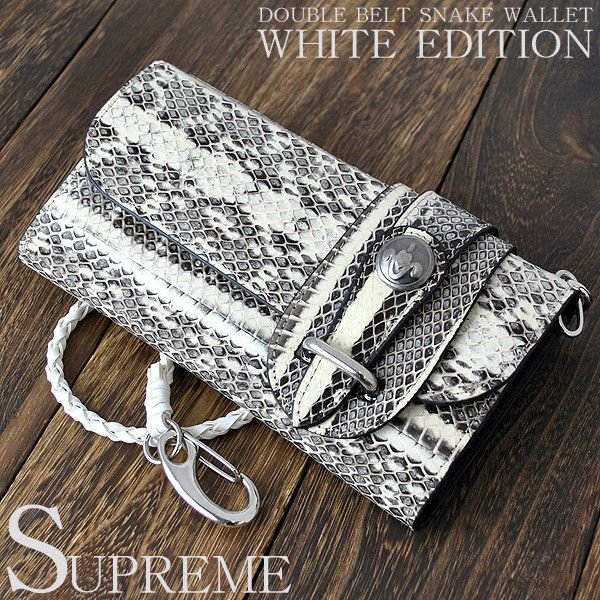 MOMO蛇革バイカーズロングウォレット　AN-613　金運上昇の蛇革長財布