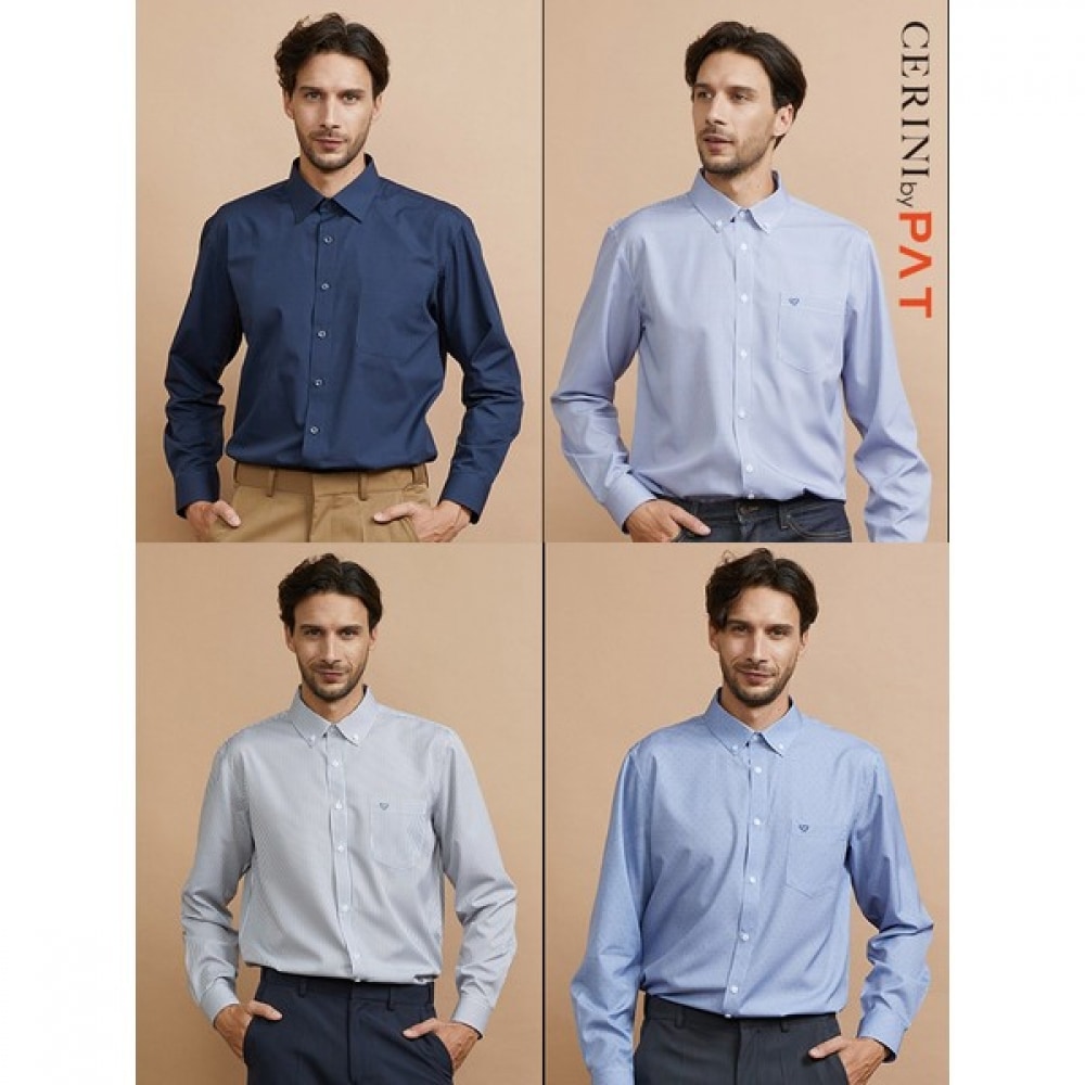 [セリニ・ビペット]メンズウォッシャブルスパンデックスシャツ 4点セット 24f