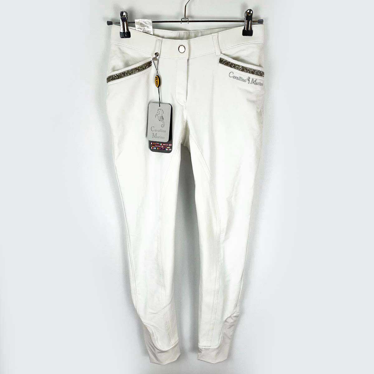 【中古・未使用品】Cavallino Marino カヴァリノ・マリーノ by HKM キュロット 乗馬パンツ 36 ホワイト レディース 馬術 ウェア ズボン