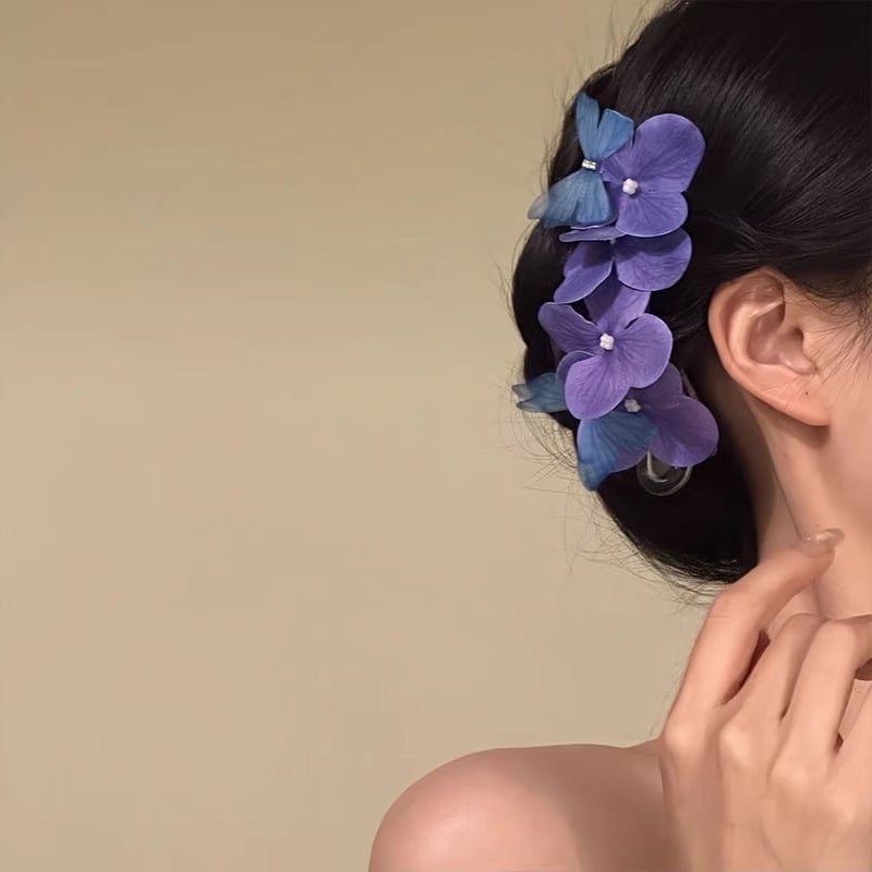 【1点ご購入 で10点プレゼントいたします】春夏の超仙人気質花ヘアピン青色蝶サイドクリップ後頭部ピン女