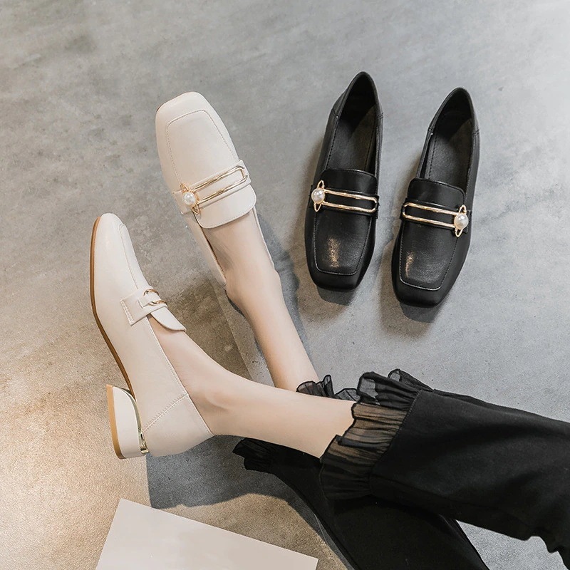 パンプスローファーレディースレザーシューズローファーオックスフォードシューズパンプス太めヒール黒歩きやすい革靴通勤通学カジュアルフォーマル