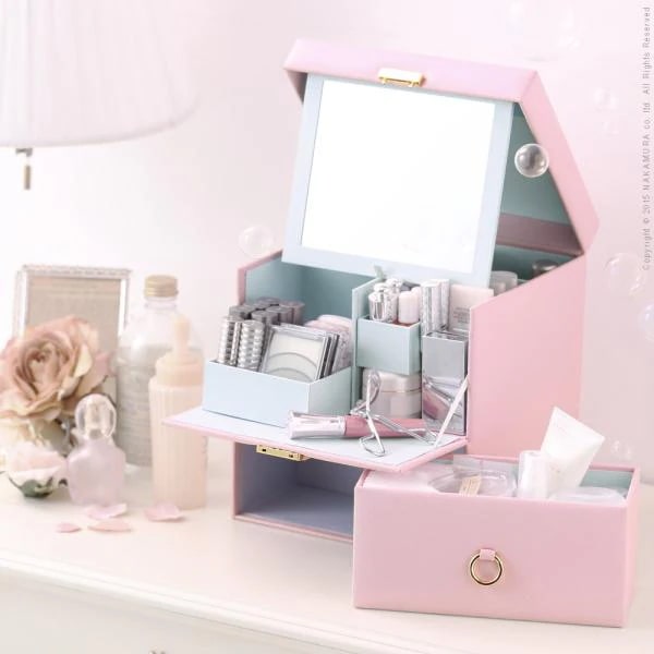 化粧品ボックス 大容量 化粧品ケース メイクボックス コスメボックス メイクケース コスメケース 鏡付き ミラーつき 収納箱 取っ手 小分け 仕切り