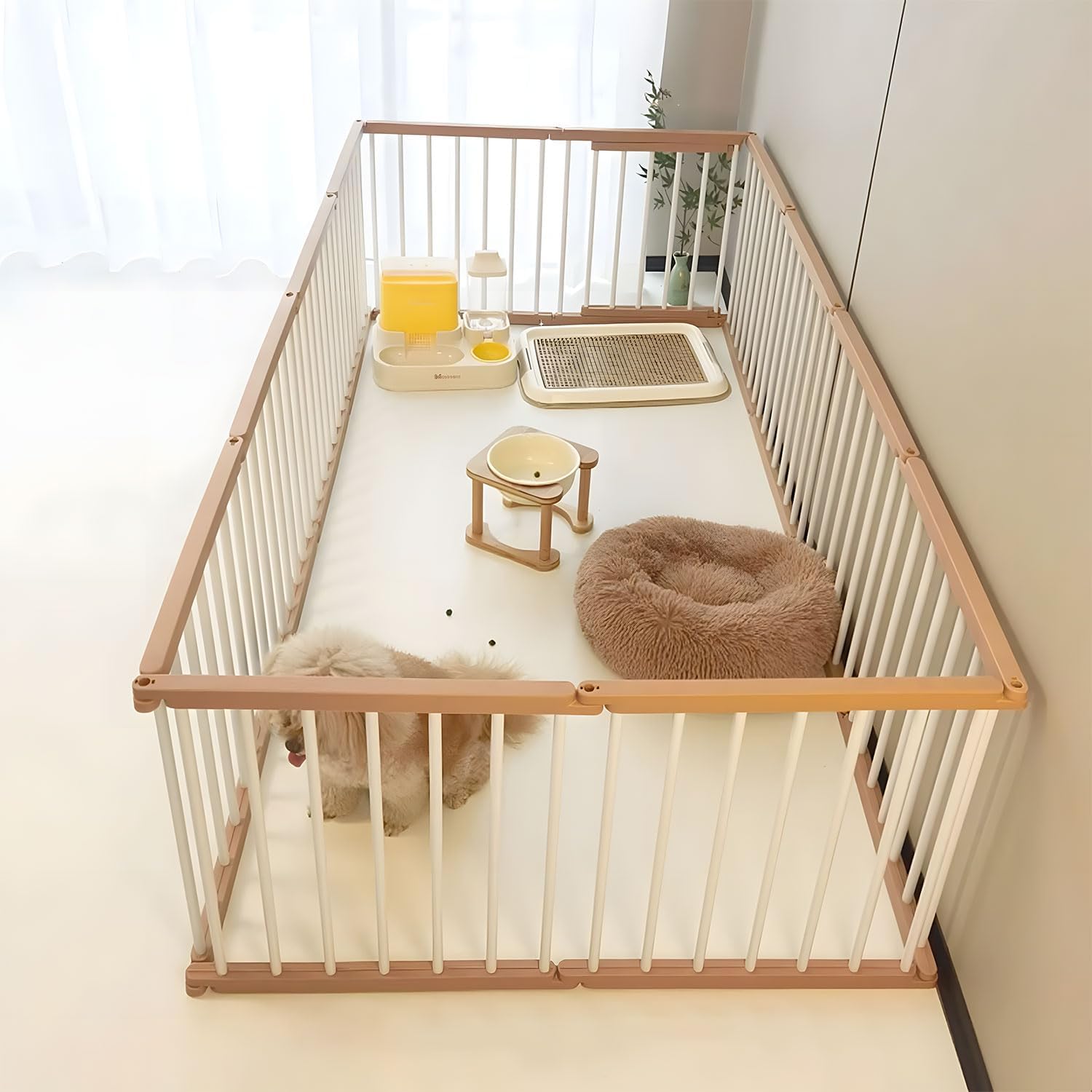 折り畳み式の室内外兼用ペットケージ ハイタイプで多頭飼いにも対応 小型犬から中型犬用