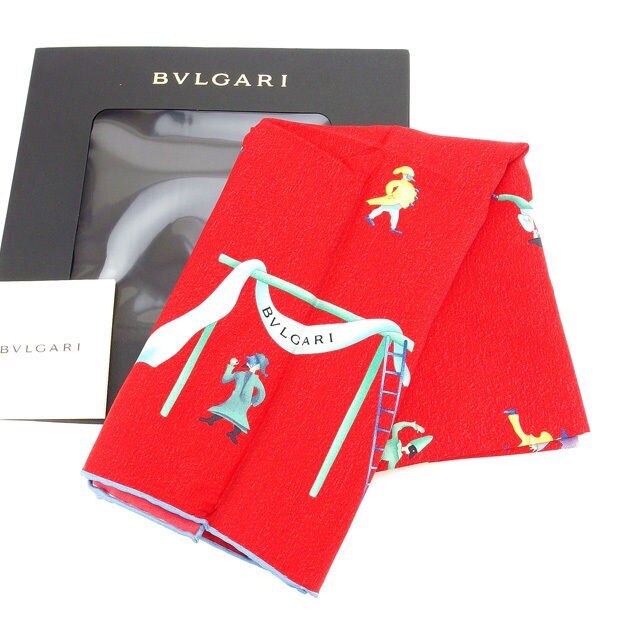 スカーフ 大判サイズ ファッションアイテム サーカス柄 レッド ブルー系 中古 26,302円