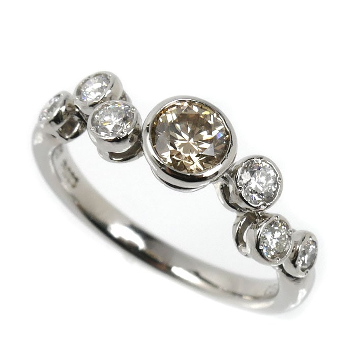 KASHIKEY カシケイ Pt900プラチナ ベゼル リング・指輪 ダイヤモンド0.39ct/0.20ct 8号 3.5g レディース 中古 美品
