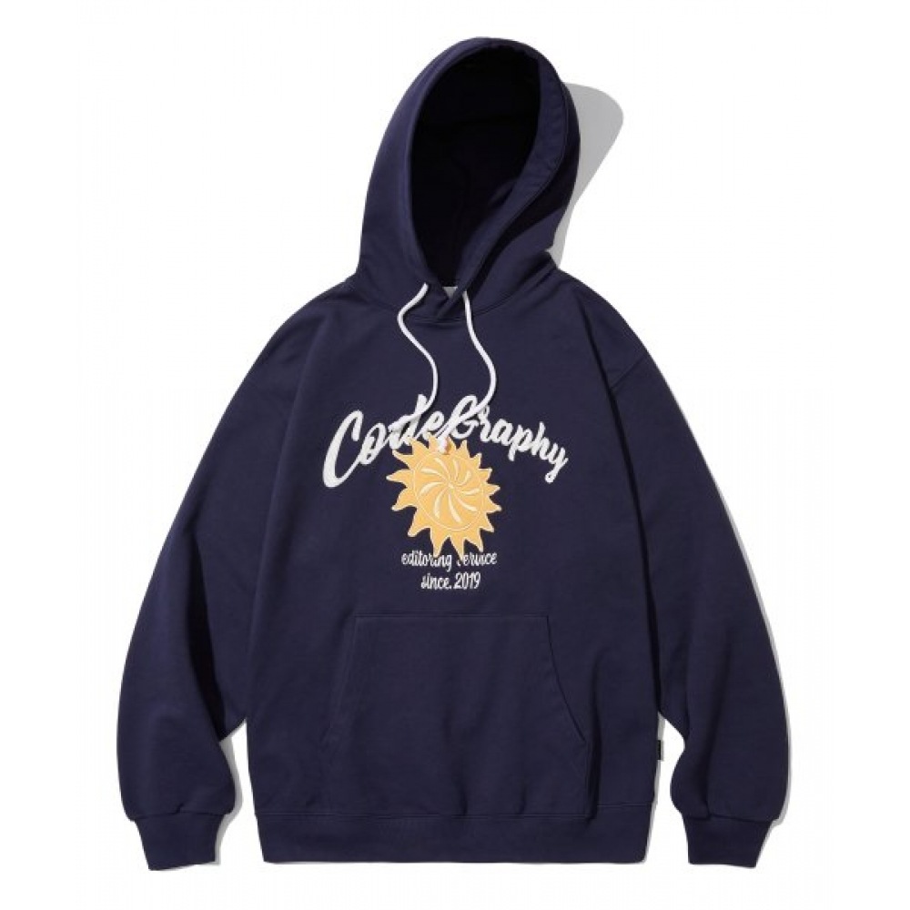 コデグリーサンレタリングパーカー_ダークネイビー