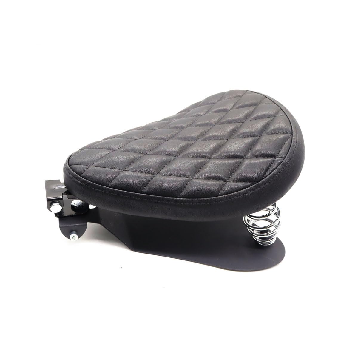JPMODAO バイク シートカバー スポーツスターXL1200 883 48チョッパーボバーシートカスタム用スプリングブラケットキット付きリッチチョイスブラックレザーソロシート (ひし形)