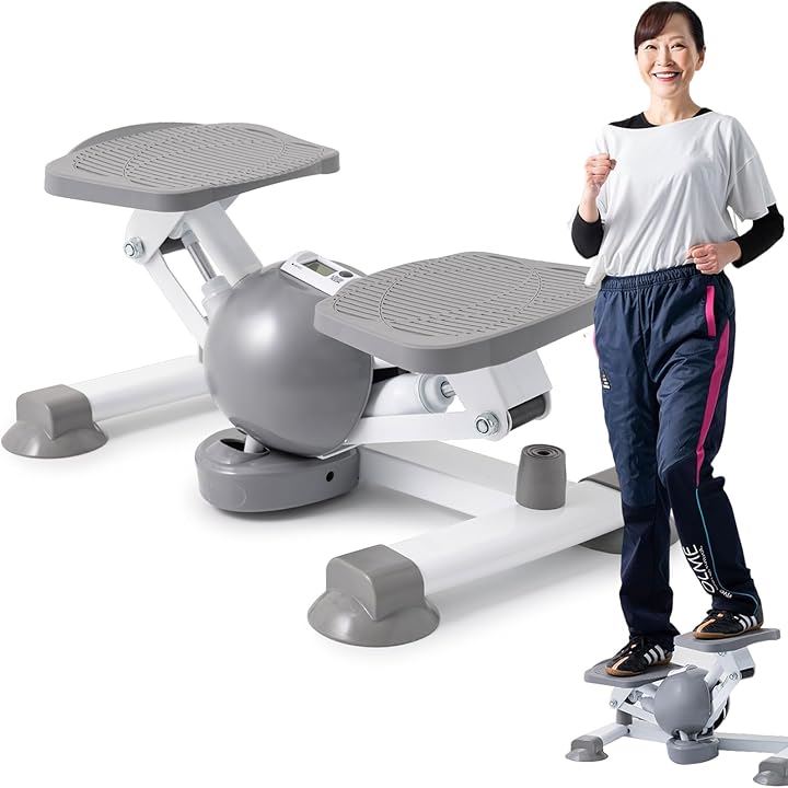 医師監修くびれステッパー 静音設計 運動器具 ウォーキングマシン 有酸素運動 高齢者向け 運動初心者向け ステッパー健康器具(ホワイト　グレー（低負荷）)