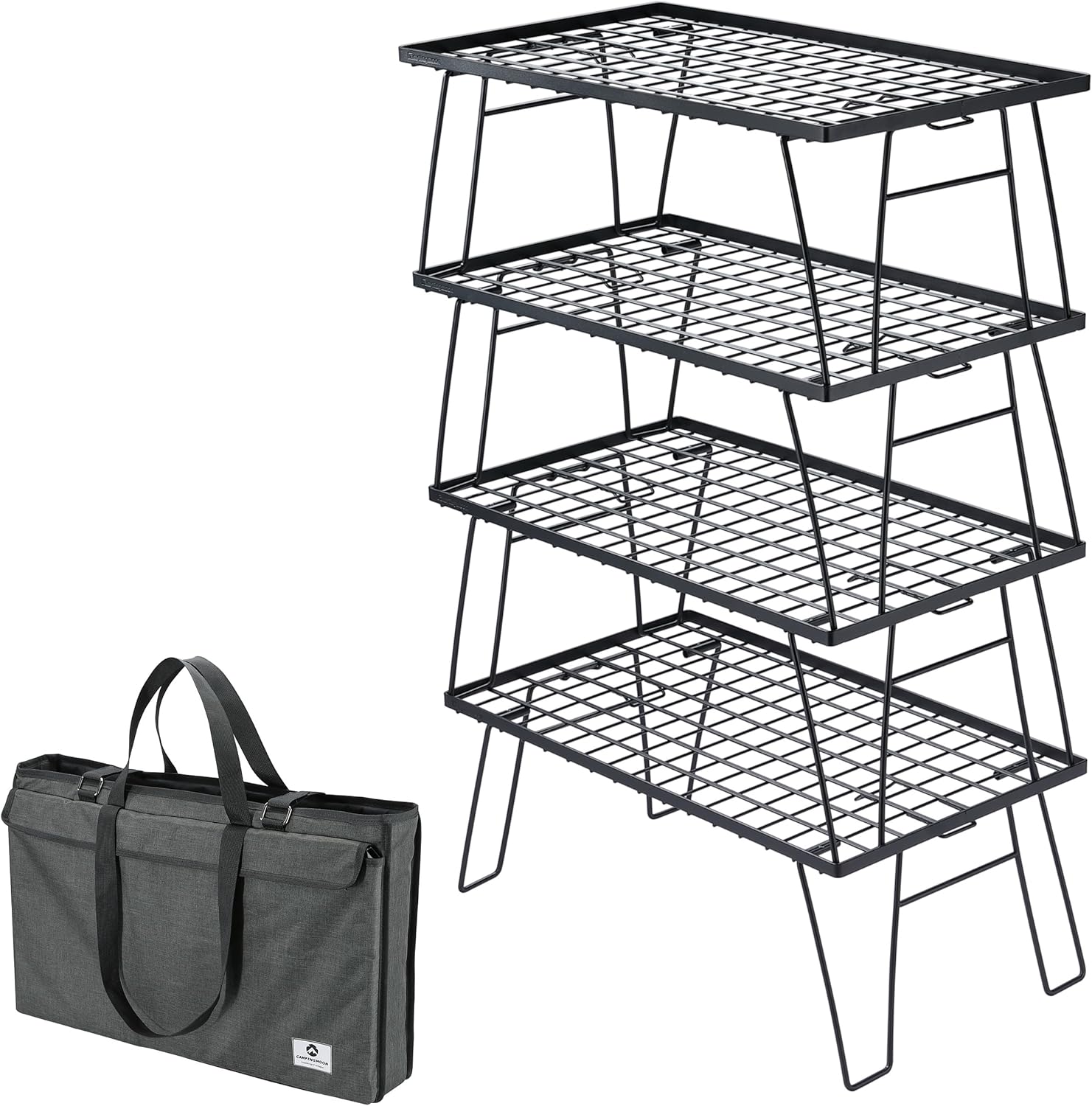 キャンピングムーン(CAMPING MOON) フィールドラック グラウンド 折り畳み 黒メッキスチール製 T-230