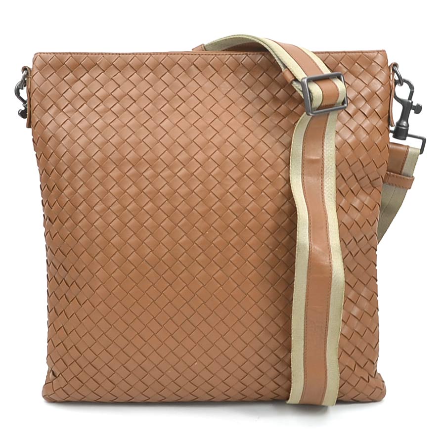 ボッテガヴェネタ BOTTEGAVENETA 斜め掛けショルダーバッグ イントレチャート レザー ブラウン メンズ e61092k