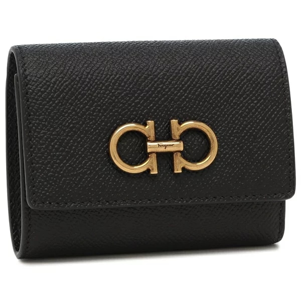 三つ折り財布 ガンチーニ ブラック レディース Salvatore Ferragamo 220862 0779894