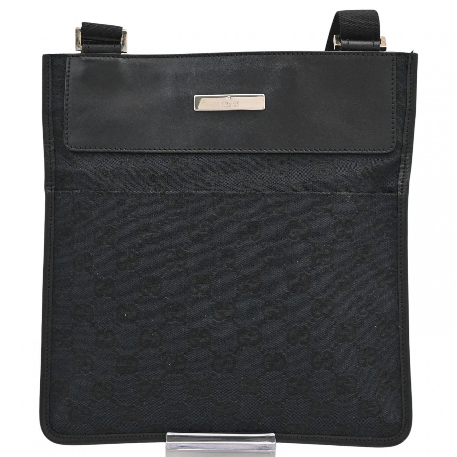 グッチ GGキャンバス ロゴ ショルダーバッグ ブラック シルバー金具 Aランク gu5634cr
