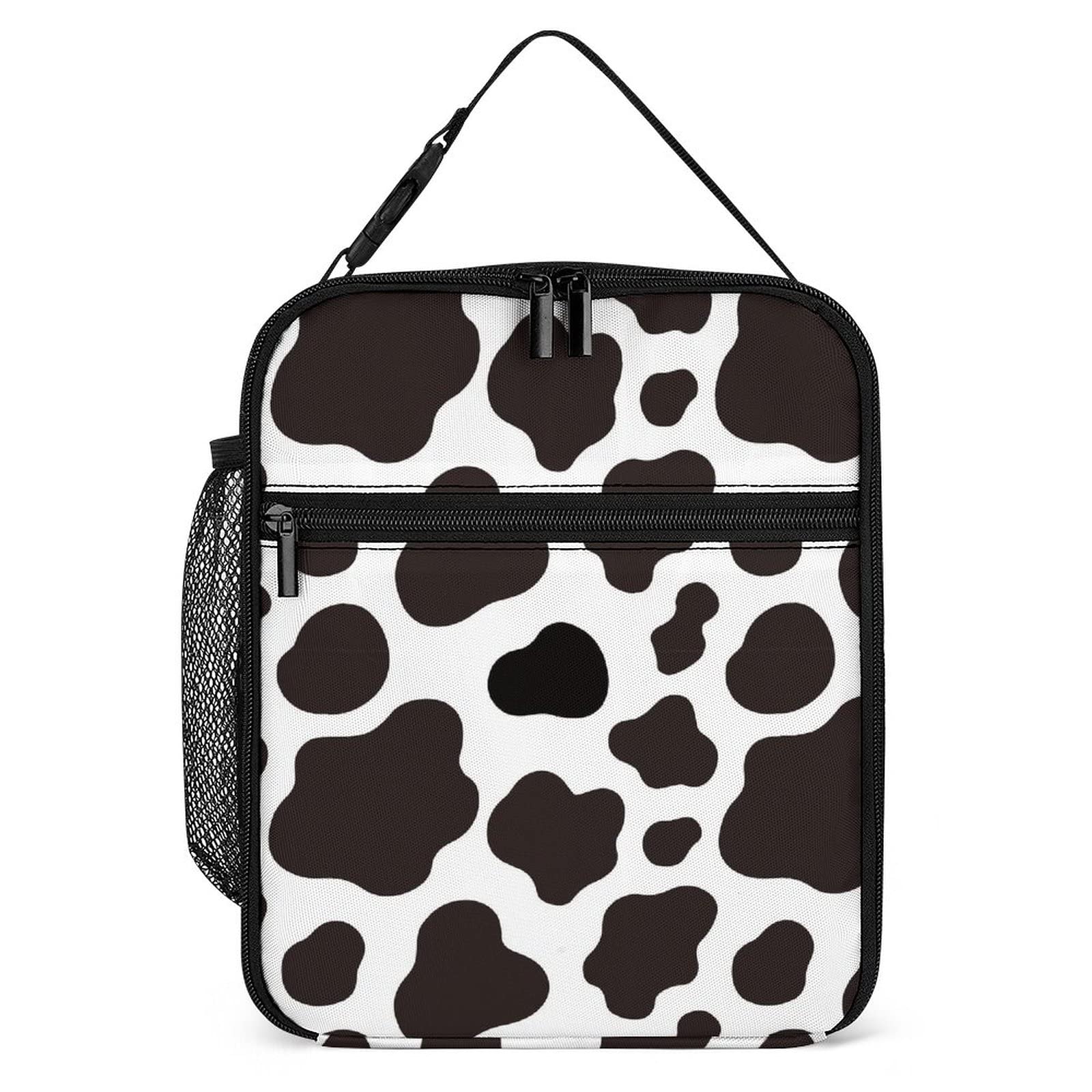 メガ割 ランチバッグ ランチ巾着 可愛い牛柄 お弁当袋 保温保冷 断熱アルミシート 防水 手提げバッグ ポケット付き トートバック 通勤 通学 ピクニック 活動 運動会 キャンプ 男女兼用
