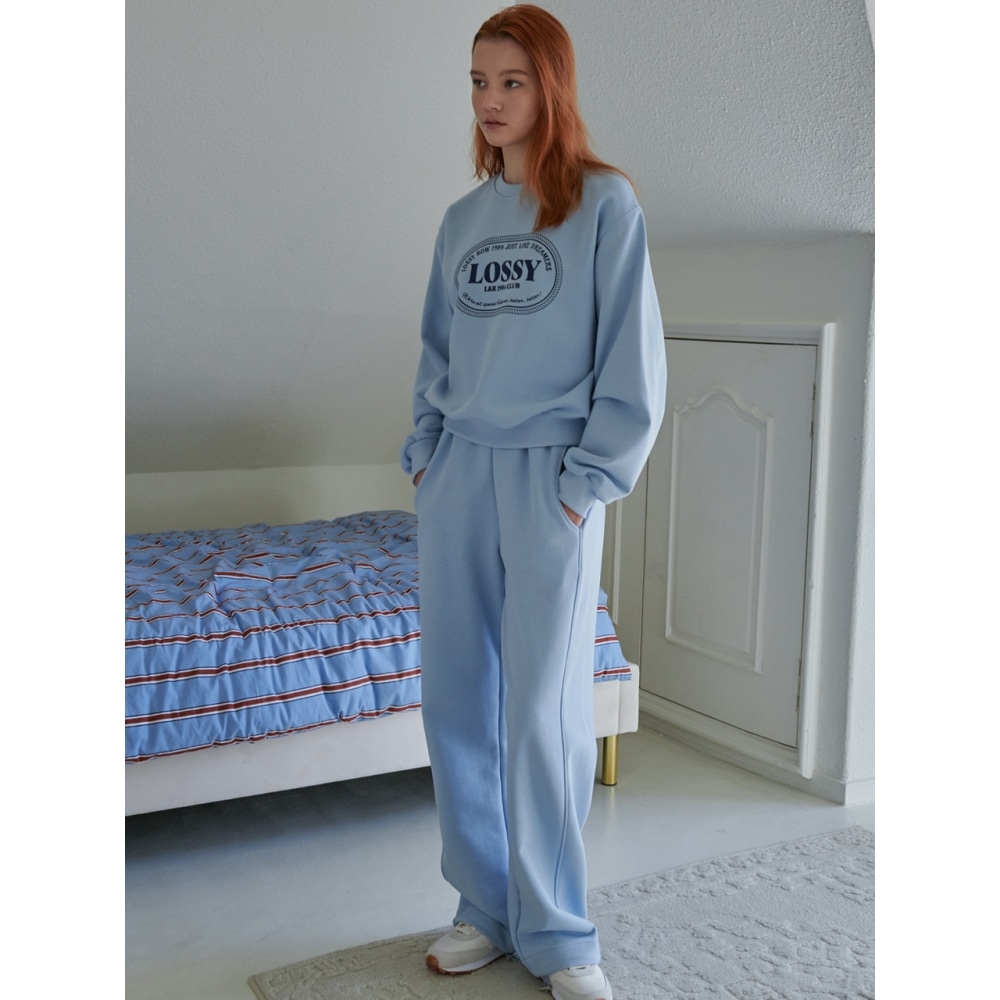 LOSSYROW ロッシーワイドストリングスウェットパンツスカイブルー