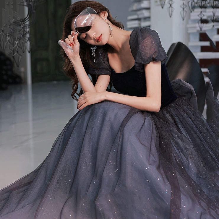 パーティードレス 青紫のイブニングドレス 女性 成人式 演奏会 発表会 卒業式夢 司会 美術検定 小さいドレス