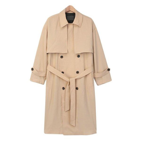 トレンチコート SIT001 2COLOR 男女共用 チェック ダブルコート シ밀ラールック