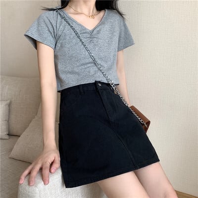 ボトムス ボトム おすすめ おしゃれ お洒落 激安 安い プチプラ ミニスカ スカート デニム タイト スカート ショート スカート ハイ ウエスト コットン 綿 美脚 動きやすい 韓国 l