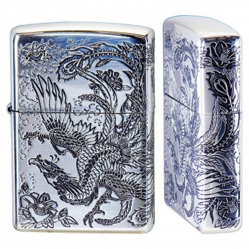 ZIPPO 二面鳳凰 銀イブシ