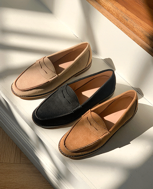 [MILOVANY] 天然牛革/255まで バッキングクラシックローファー2cm