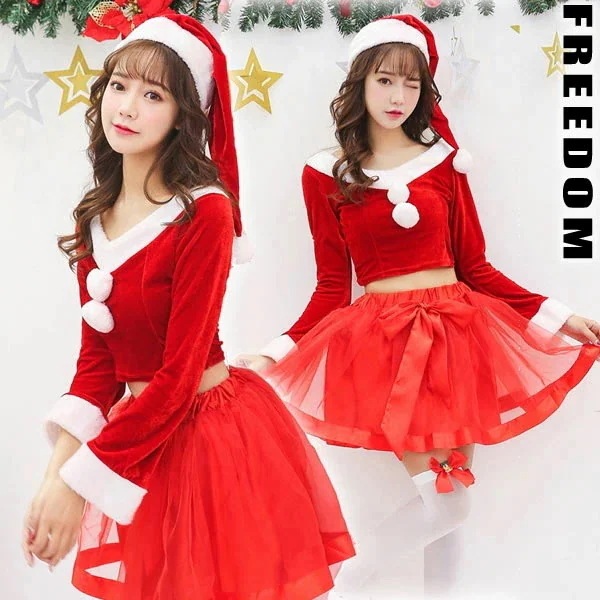 セクシー サンタクロース 撮影 サンタ アイドル イベント コスプレ パーティー 衣装 インスタ サンタガール パニエスカートが可愛い サンタコスプレ 只今底値!クリスマス コスチューム サンタレディ