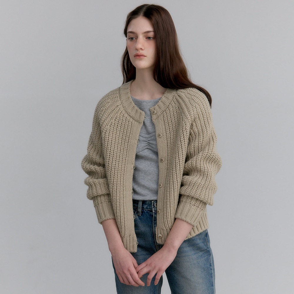 Soft Cosy Wool Hachi Cardigan (Beige)