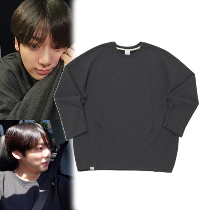 【BTS着用】HEAVY-TERRY BALLOON SWEAT BOX TEE (Charcoal)