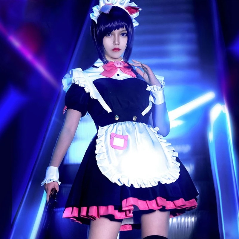 在庫整理のため値下げします！秋葉原アンダーワールド大戦コス衣装 メイド服 かぶりものソックス付き 平奈久美 ワンニャン嵐子