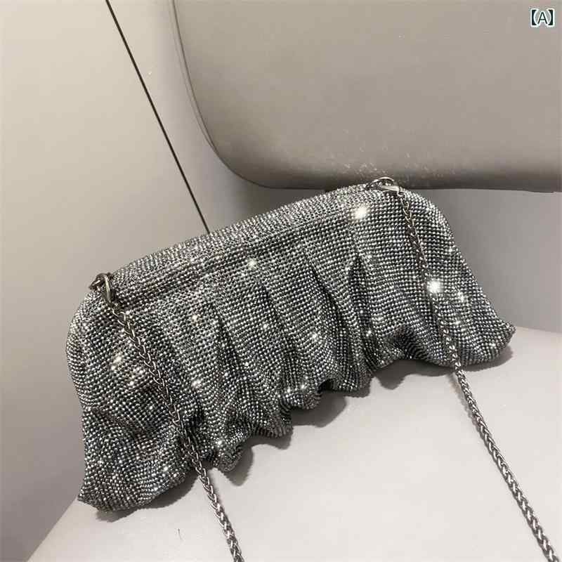 パーティーバッグ レディース 華やか クロスボーダー 光沢 ラインストーン イブニング クリップ クラッチ ショルダー クロス ボディバッグ ハンドバック