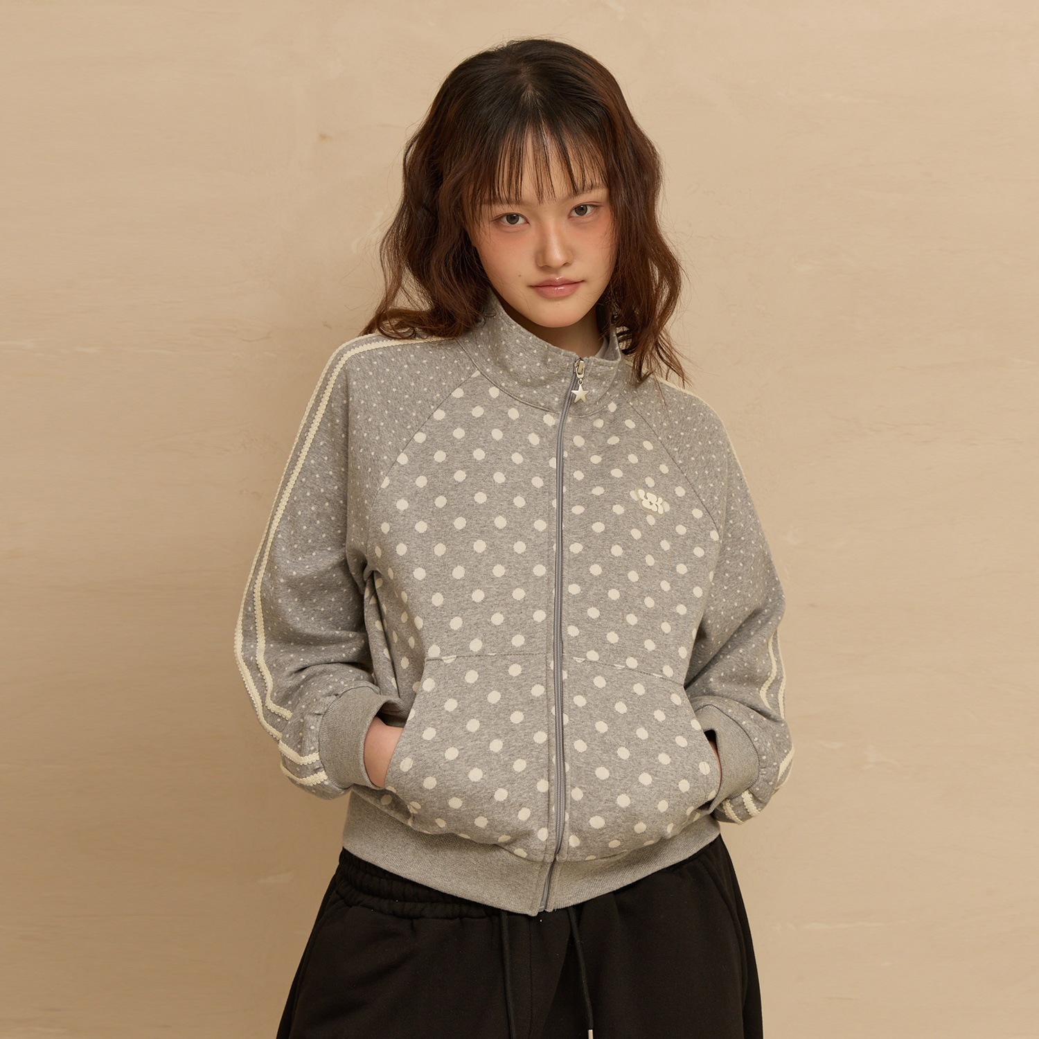 Dot Raglan Track Jersey GREY