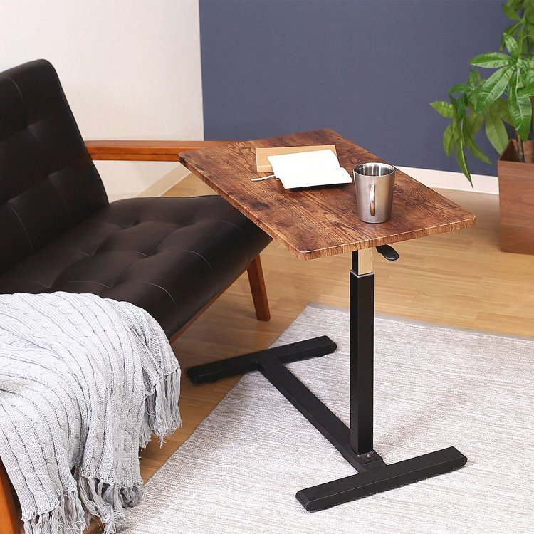 昇降式テーブル おしゃれ ガス圧 西海岸 隠しキャスター付き 幅70×奥行40×高さ55～75cm ブラウン・ブラック 15,000円