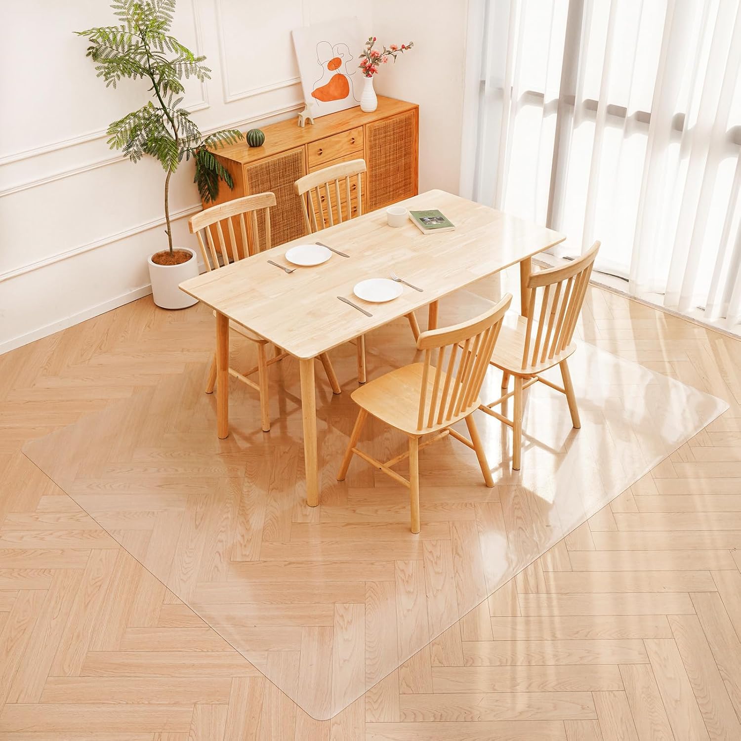エンボス加工透明PVC保護シート 200×250cm 厚さ1.5mm特大サイズ ダイニングテーブル下/机下/椅子/フロア/畳/床暖房/オフィス対応