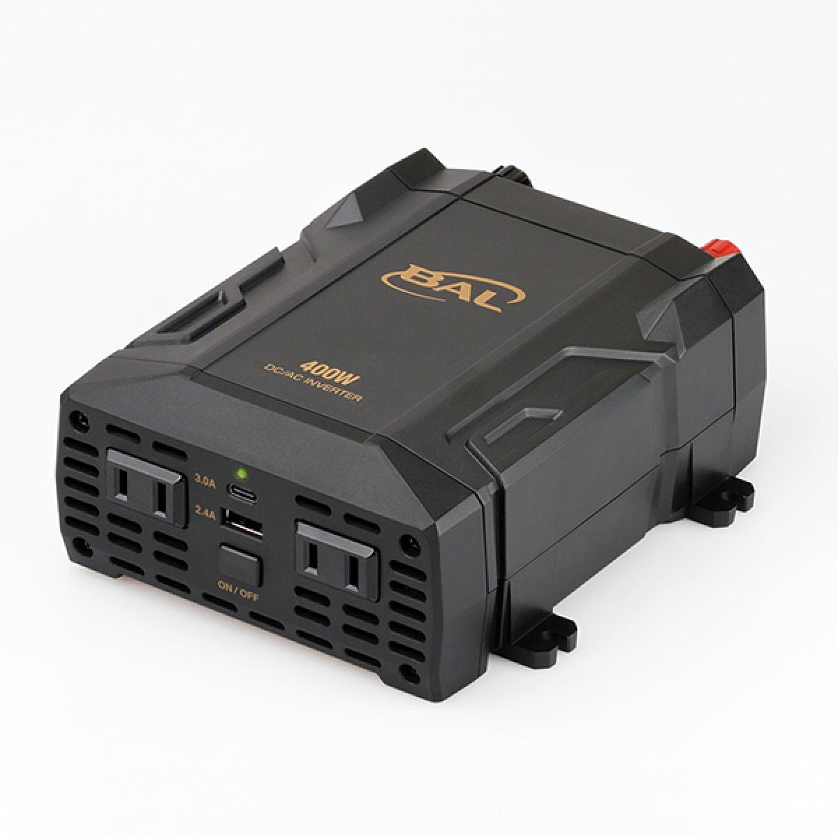 大橋産業 BAL DC/ACインバータ 400W No.2820　AC100V×2口 USB×2口 TYPE-C TYPE-A 急速充電対応