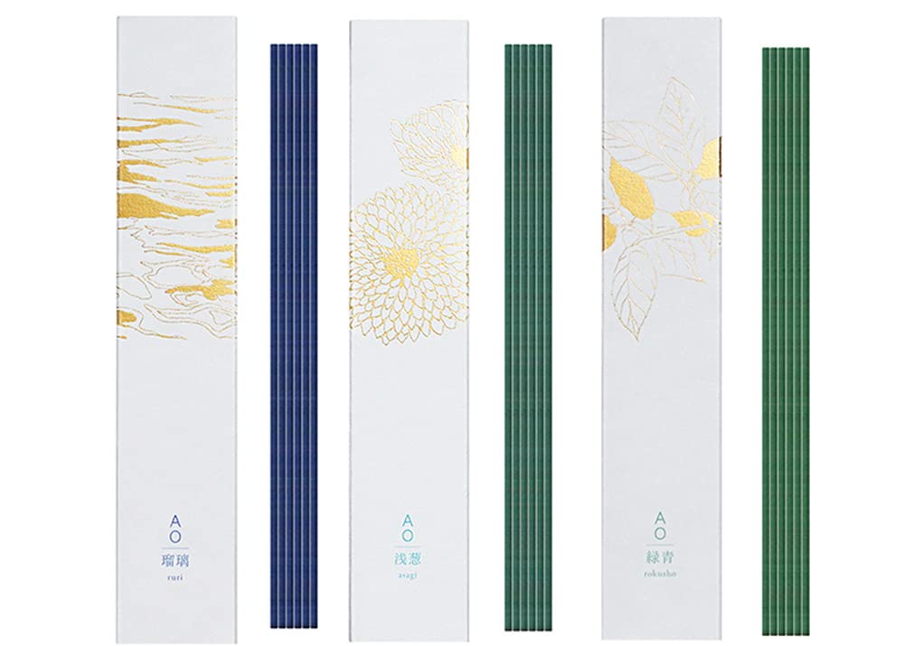 【3種セット】大香 AO(アオ) インセンス お香 (瑠璃・浅葱・緑青) 各30本入 香立て付 日本製 フレグランス
