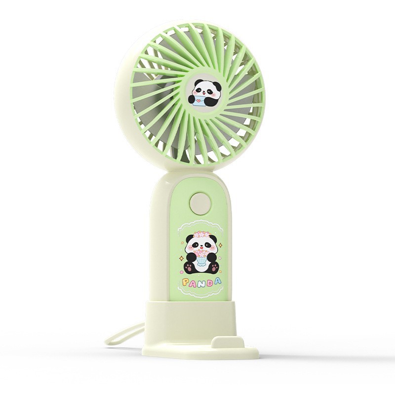 かわいいパンダハンドヘルドスモールファン携帯電話ホルダーusb充電ミニサイレントラージウィンドパワー学生ファン
