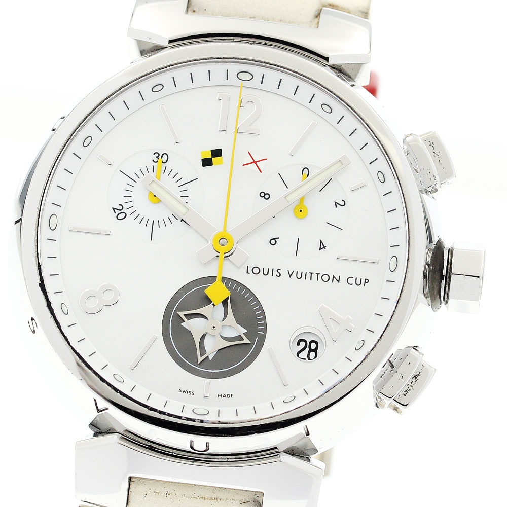 訳あり ルイ・ヴィトン LOUIS VUITTON Q11BA タンブール デイト クロノグラフ クォーツ メンズ _904607【中古】
