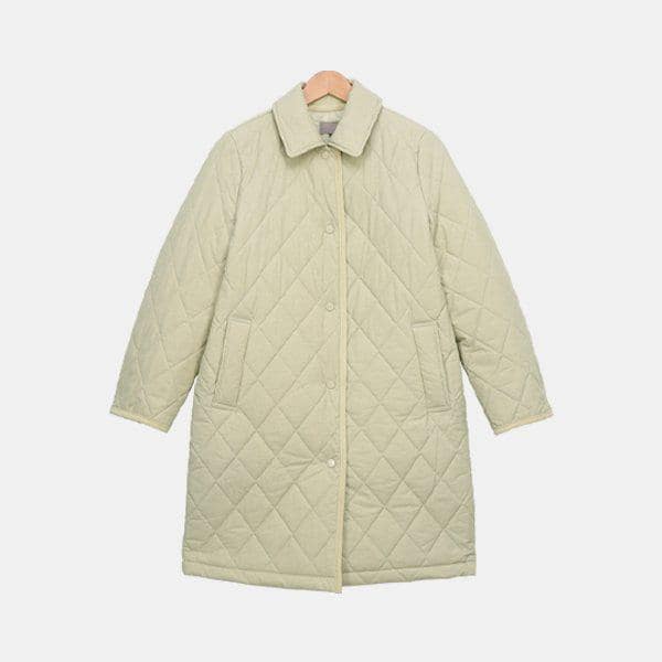 女性 冬 ベーシック 快適 3オンス キルティング カラ ロング パディング コート LCM031