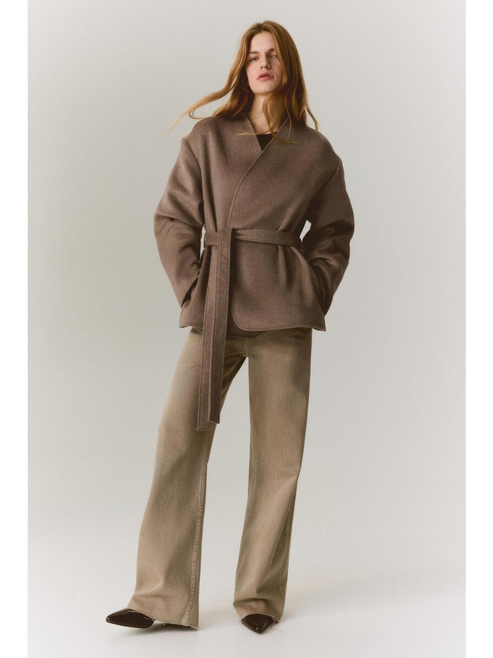 H&M ベルト付きコートトープ 1317653001