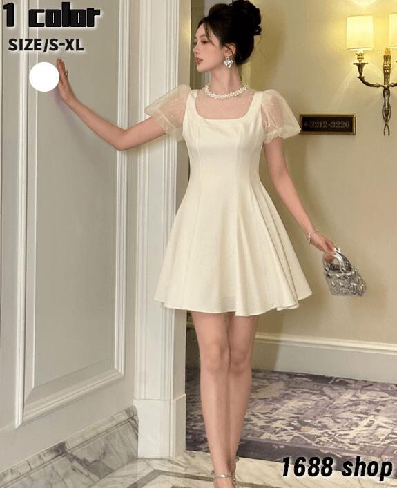 新発売2025 ワンピース Aライン ミニ 姫系ワンピース　花柄　ワンピース インポート ひざ丈 ミドル丈 エレガント　韓国ファッション シンプル Vネック パーティドレス 袖あり　お嬢様 セクシー 5,147円