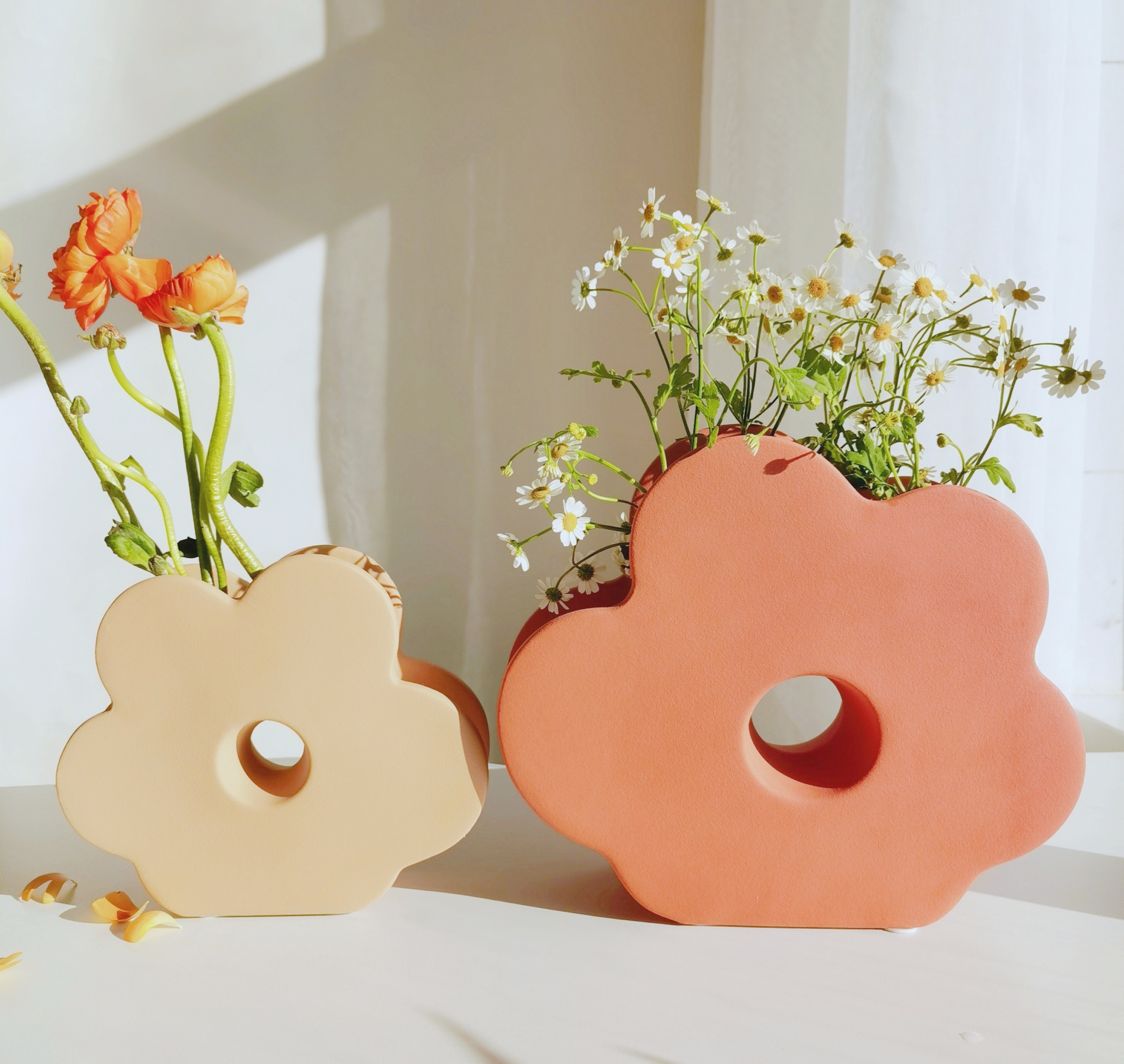 韓国インテリア雑貨 セラミック フラワー型花瓶 インテリア雑貨
