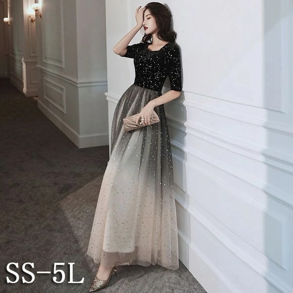 【激安開催】ドレス 大人 ピアノ発表会 ドレス 高校生 中高生 演奏会 結婚式 フェミニン パーティードレス ロングドレス 袖あり お呼ばれ 20代 30代 成人式 Aライン カクテルドレス イブニン