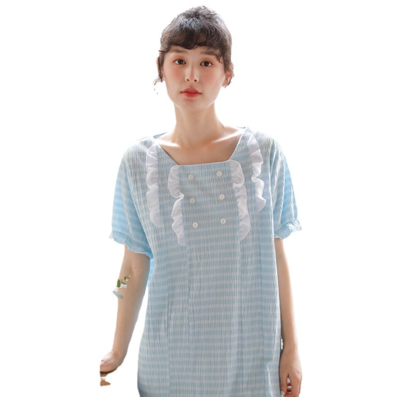 パジャマ ワンピース 半袖 大きいサイズ 綿100 二重ダブルガーゼ マタニティー ルームウェア 5,502円