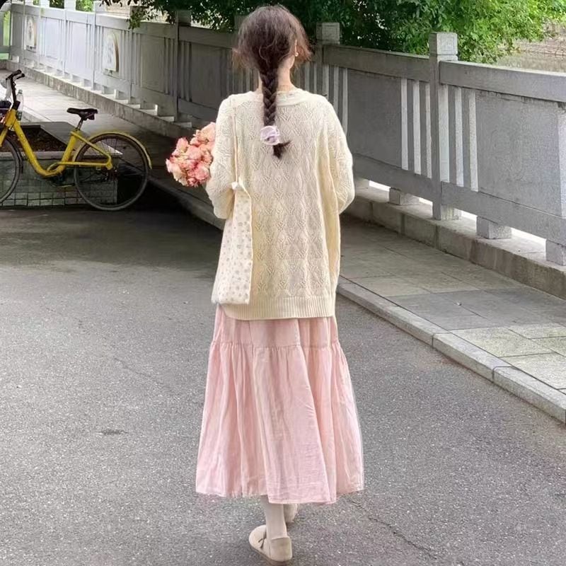 【1つ買うと10つ無料】2025春と秋のスカート穏やかなスタイル最初のプリーツスカート怠 で多用途のケーキスカートの女性