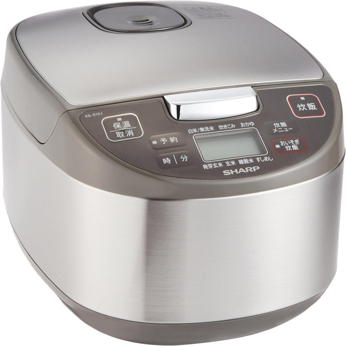 【在庫有・即納】 シャープ 炊飯器 マイコン方式 5.5合 黒厚釜 球面炊き シルバー KS-S10J-S