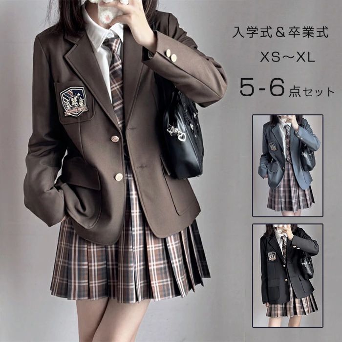 卒業式 スーツ 女の子 5点セット 入学式 6点セット 女子高校生 jk制服 セレモニースーツ ネクタイ スーツ ブレザー 中学生 高校生 中高生 フォーマルスーツ 女児 ジュニア 子供スーツ チェッ