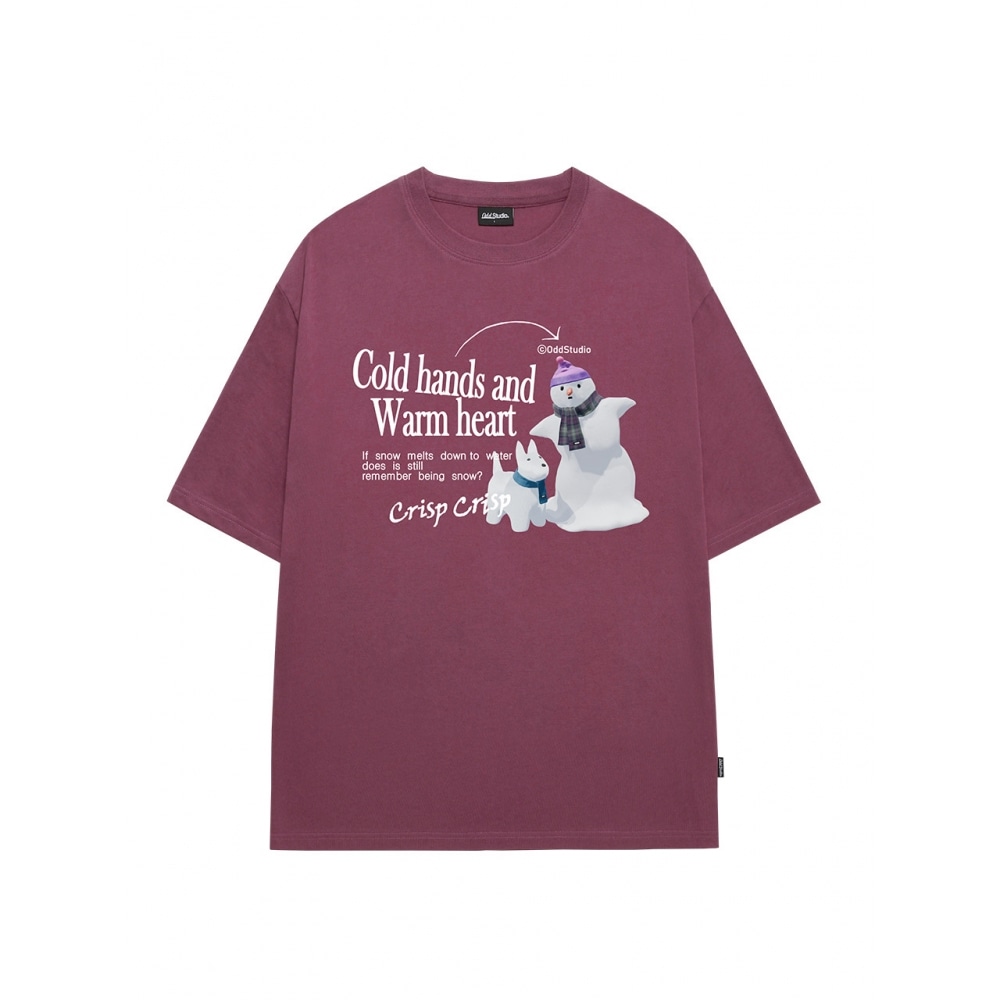 オッドスタジオオタクスノーマングラフィックオーバーフィットTシャツプラム