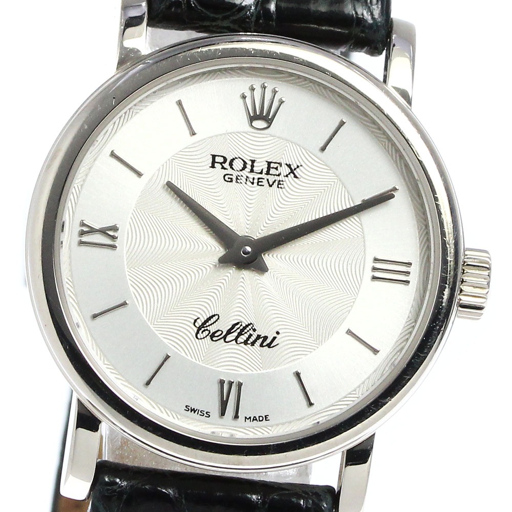 ロレックス ROLEX 6110/9 チェリーニ K18WG クォーツ レディース 保証書付き_813270【中古】