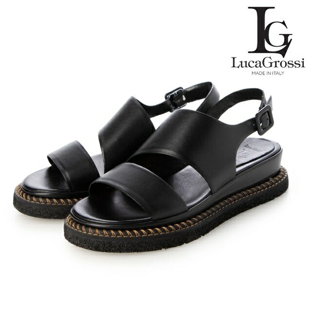 Luca Grossi ルカグロッシ サンダル レディース レザー F771 イタリア製 フラット 本革 ベルトサンダル ストラップ　レザーサンダル 厚底 本革