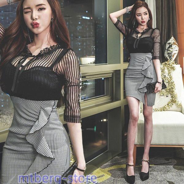 ワンピースレディース キャバドレス ドレス ワンピース半袖 通勤 お呼ばれ 20代30代40代 キャバクラ ミニ丈 フリル スリット キャバドレスyd-02635