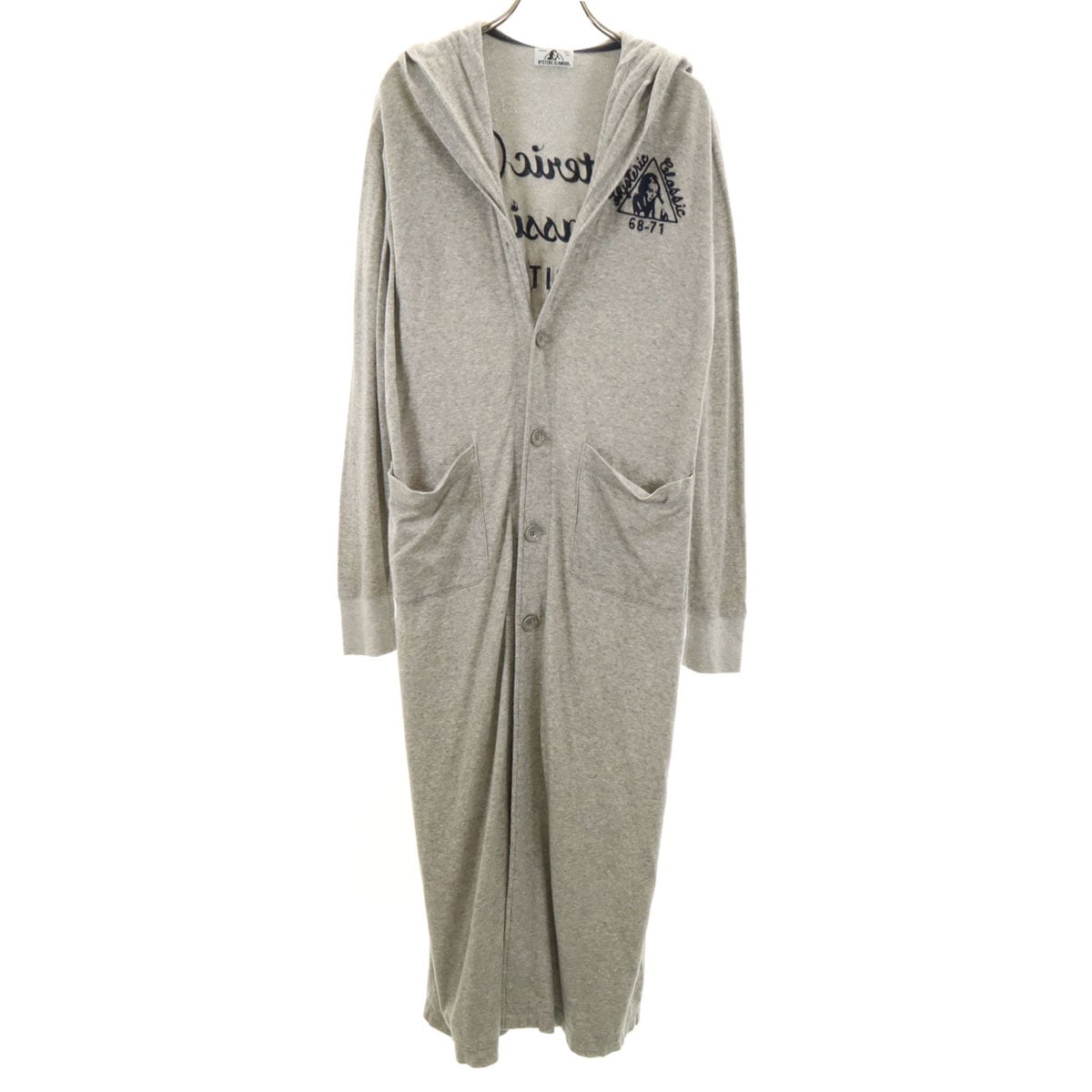 チェーン刺繍 長袖 ロング パーカー FREE グレー レディース 古着